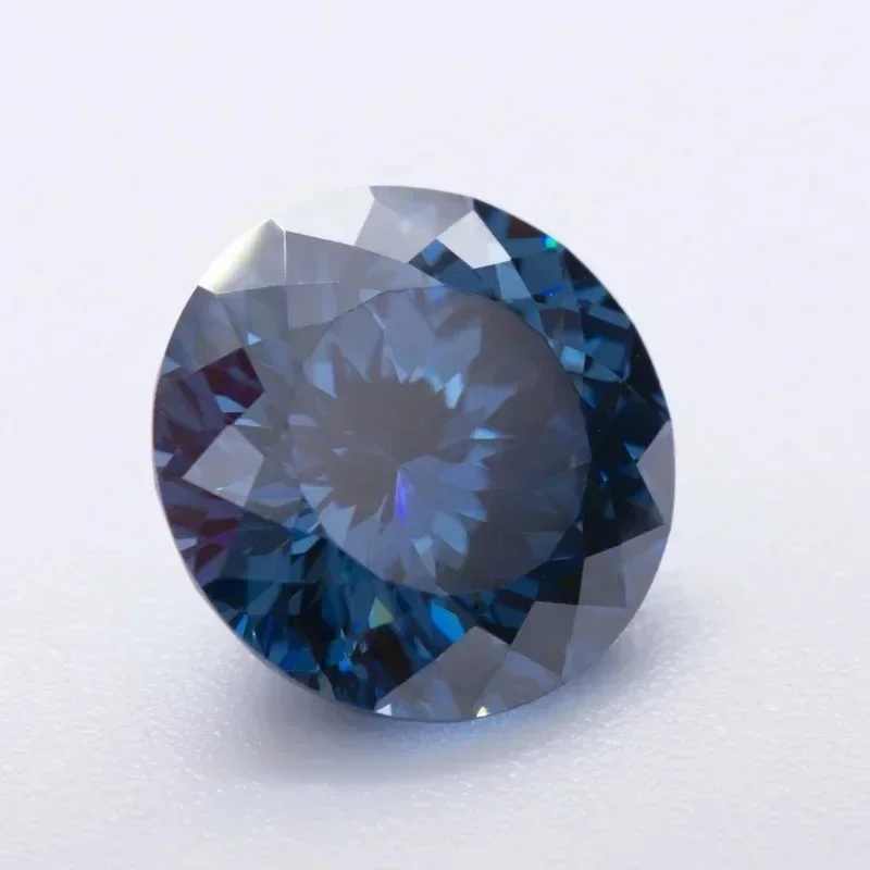 

Wholesale Moissanite Gemstone Primary Color Royal Blue Round Shape 100 Faces Cut Lab Grown Created Diamond Jewelry with GRA Cert