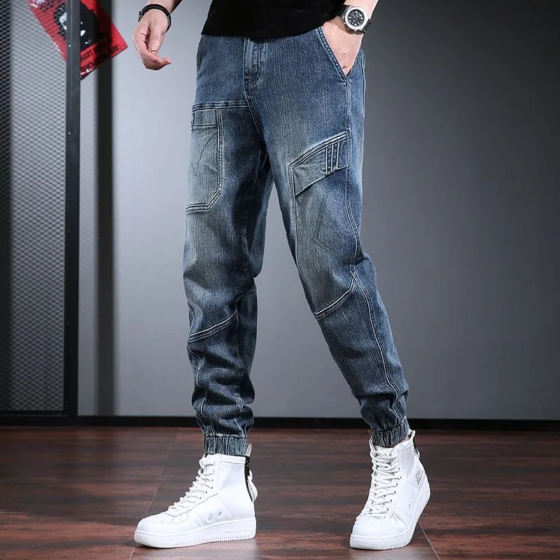 

2023 Spring and Autumn New Fashion Trend Retro Elastic Haren Pants Men's Casual Comfort Large Size Warm High Quality Jeans M-3XL