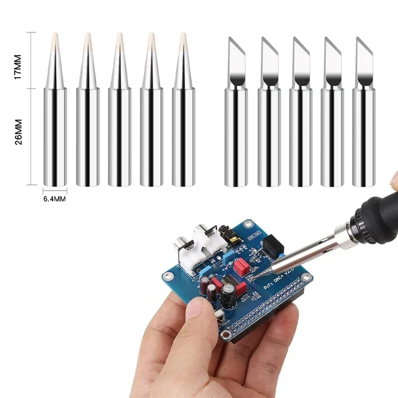 Soldering Iron Tips 5packs 900M-T Series K/SK/B/I/IS/1C/2C/3C/4C/2.4D/3.2D Lead-Free Welding Head BGA Soldering Tool Accessories