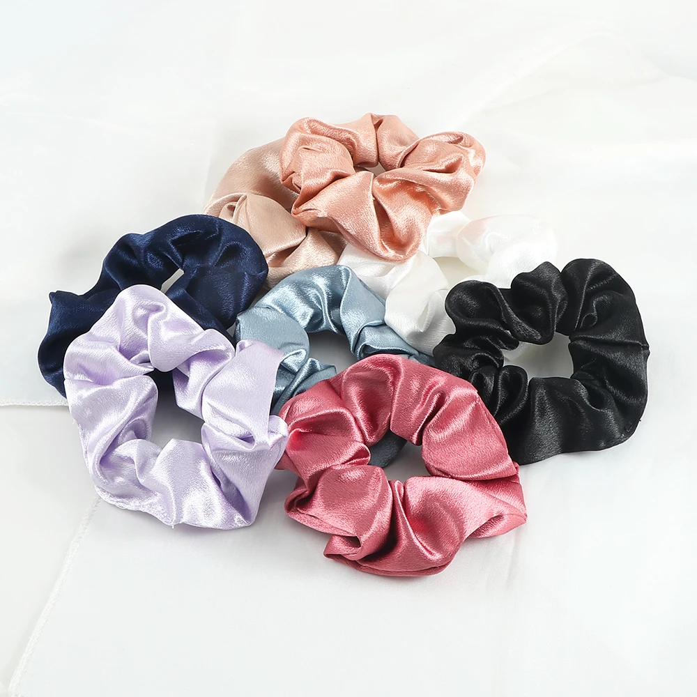 5PCS Mixed Colors Fashion Hair Bands Korean Elastic Satin Silk Dots Hair Tie for Women Girls Ponytail Holder Scrunchie Wholesale