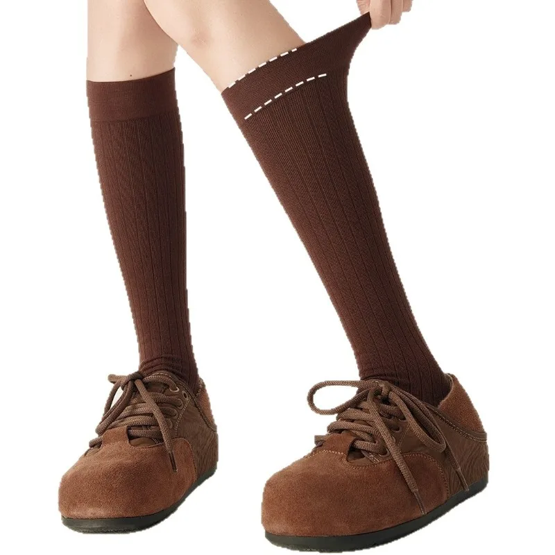 1/6 Pairs الخريف والشتاء موضة المرقعة الرجعية نصف أنبوب سليم الساق العجل الجوارب تبدو ضئيلة تنوعا أحذية بوت قصيرة الجوارب النسائية #6