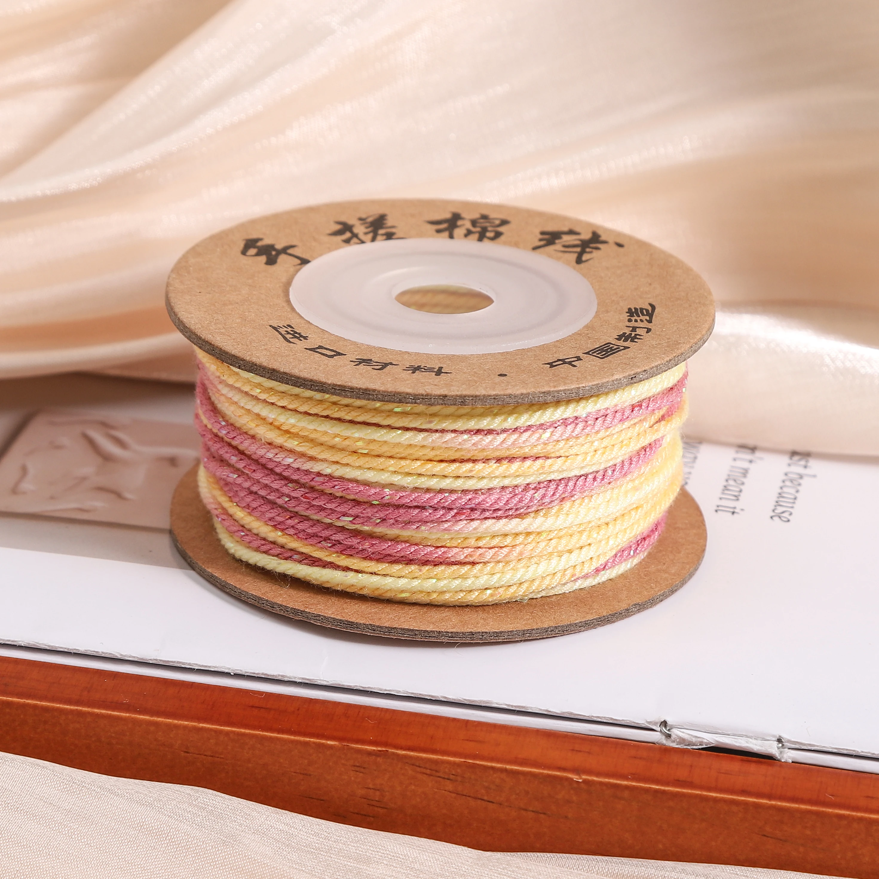 1pcs 1.2mm Polyester Cotton Gold Thread Pink Yellow Gradient 25m DIY Jewelry Making Bracelet Necklace Craft Findings Accessories