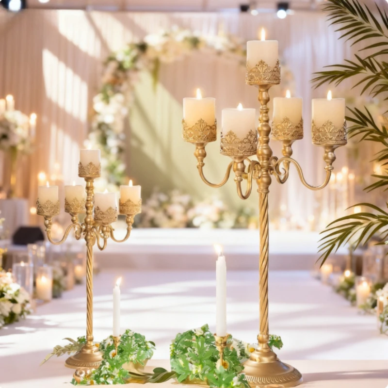 3/5-Arm European Floor Candelabra Luxury Iron Candle Holder for Wedding/Home Decor Romantic Hotel Centerpiece
