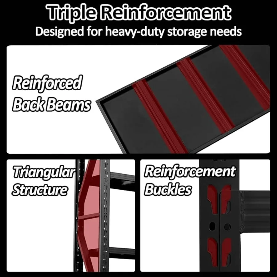 3000LBS Hochleistungs-Lagerregale, 63H, Garagenregal aus Metall, 4 Etagen, verstellbar, Garagenorganisation, Regaleinheiten, Industrieregal