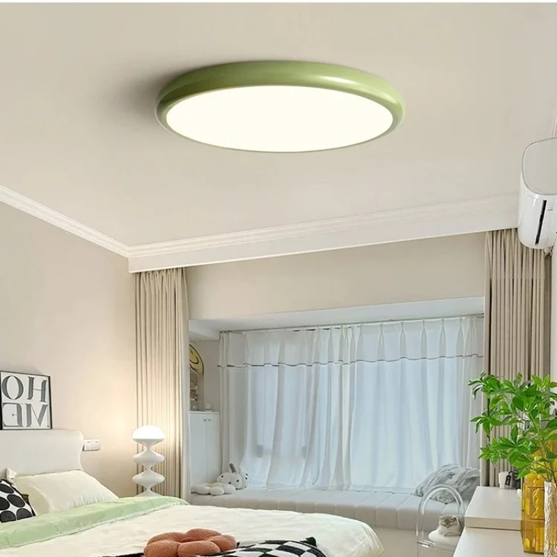 الحديثة الشمال الفرنسية كريم نمط كبير مصباح لغرفة المعيشة مكتب دراسة مستدير غرفة نوم بسيطة رقيقة جدا ضوء السقف