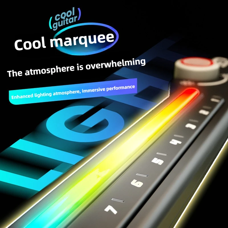 Multifuncional dj guitarra dobrável elétrica sem cordas com luz eletrônico drible baixo crianças brinquedos instrumento musical presente