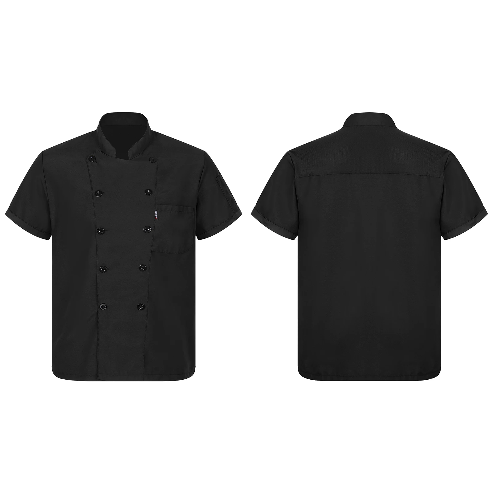 Uniforme de cuisinier de Restaurant de cantine pour hommes et femmes, veste de Chef à manches courtes, col montant, manteau de Chef de restauration d'hôtel, chemise de travail, vêtements de travail