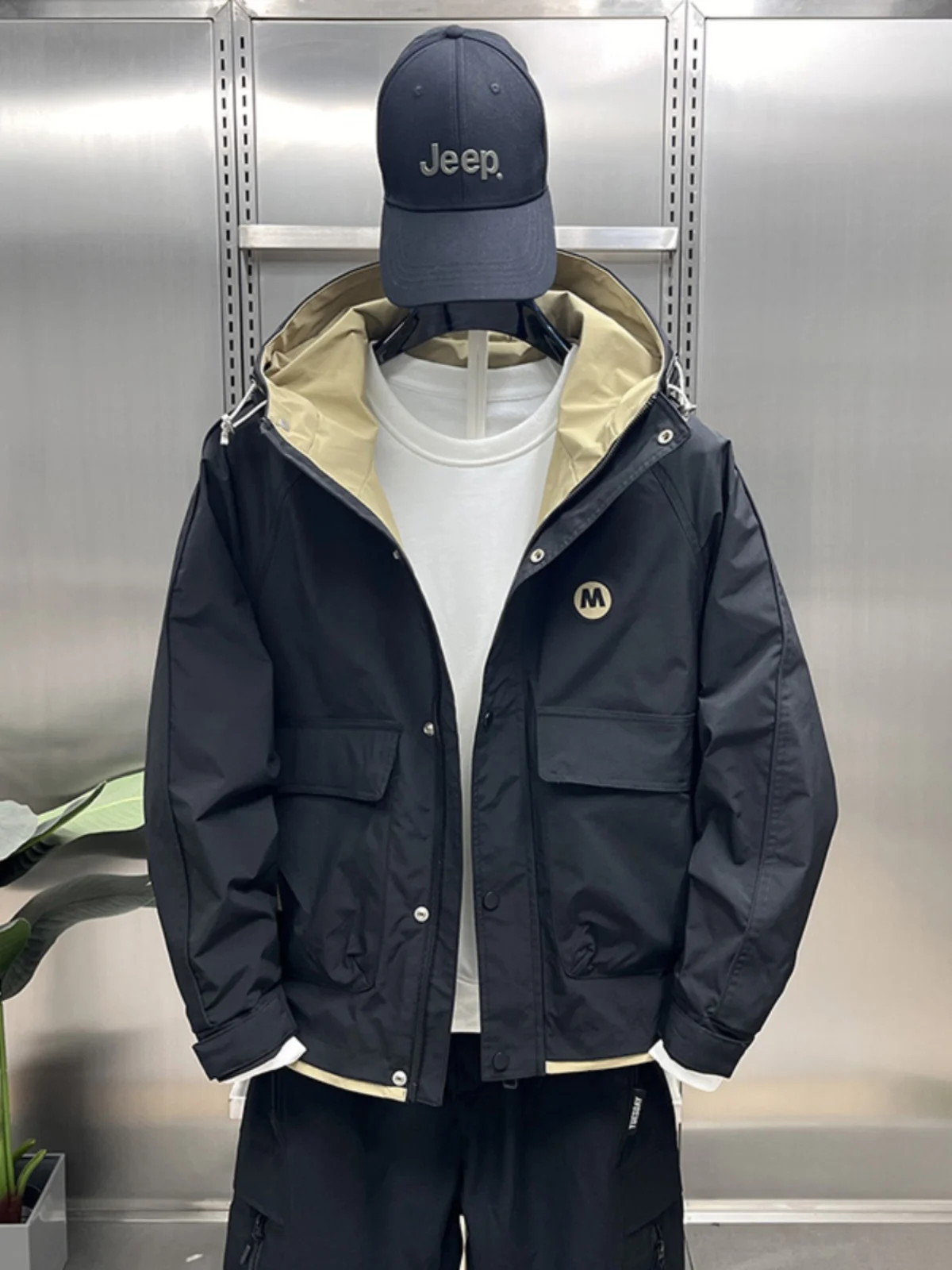 

Мужская куртка с капюшоном 2024: Новинка Весна-Осень, Модный уличный стиль, Приталенный крой, Декоративная молния, Не требует глажки, Премиум-класс