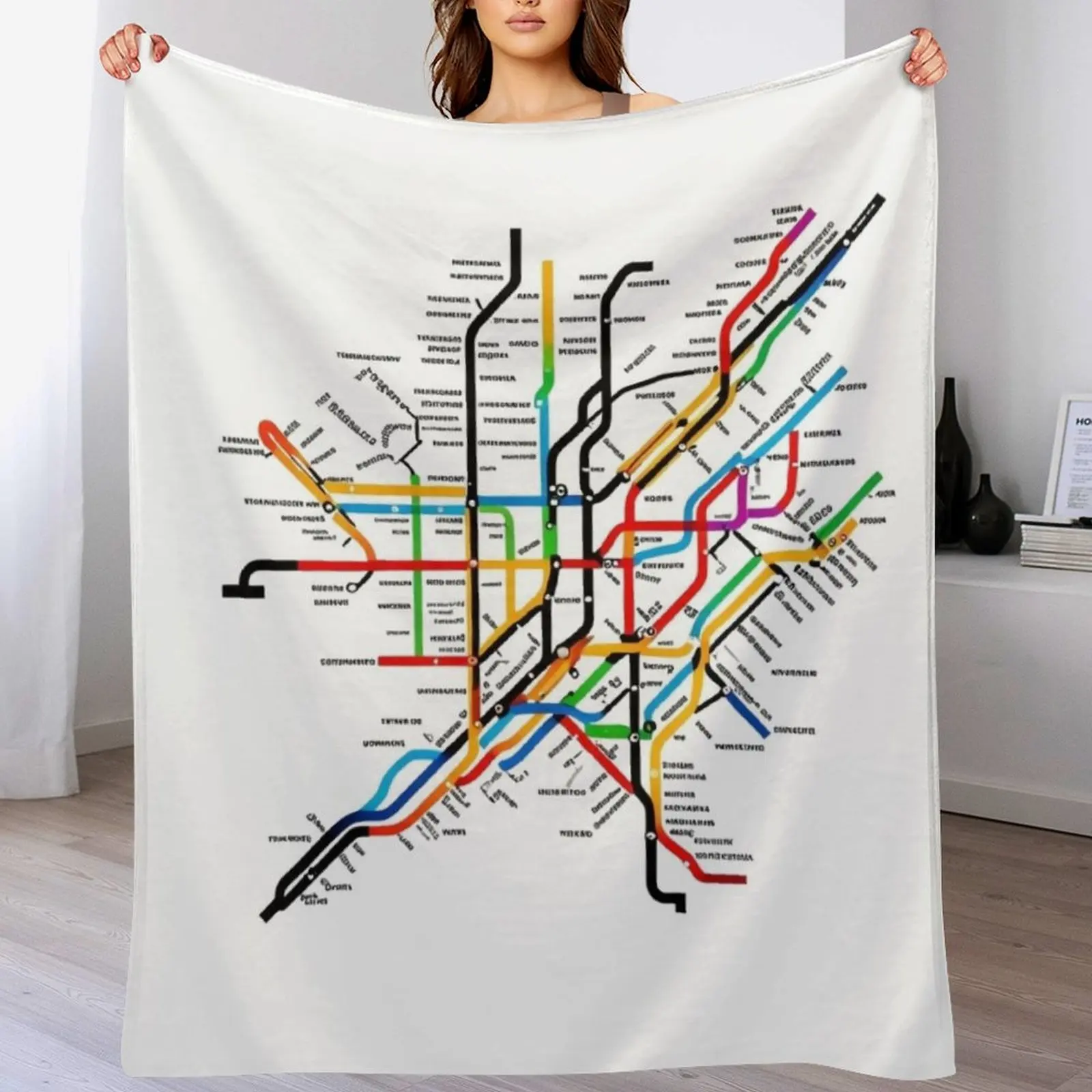 

mbta map Throw Blanket Warm Flannel Blanket for Couch Chair Bedroom