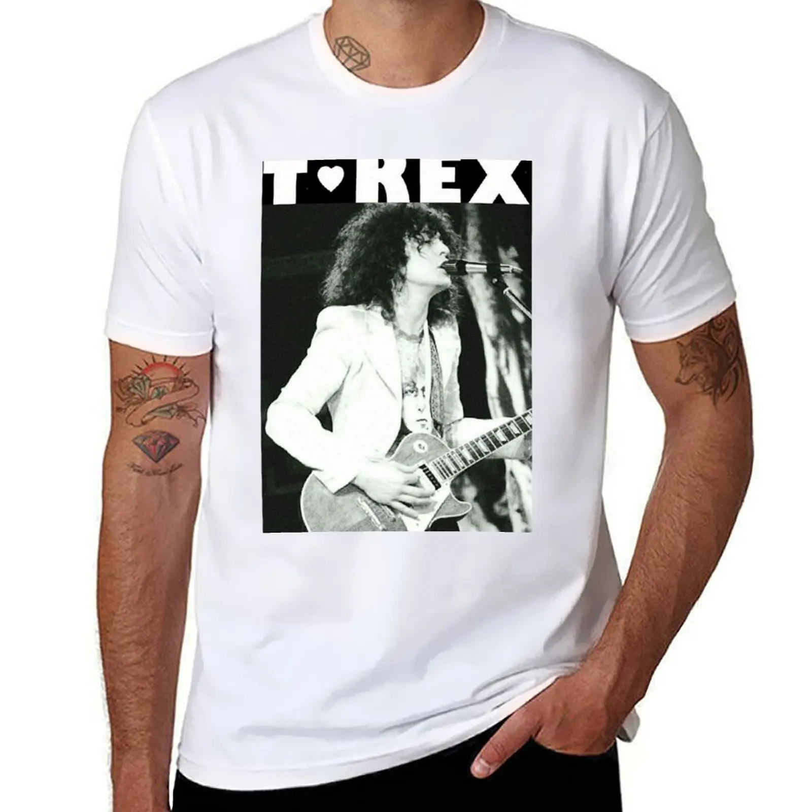 

T Rex-футболка Marc Bolan, мужские футболки с рисунком, забавные футболки, хлопковая футболка
