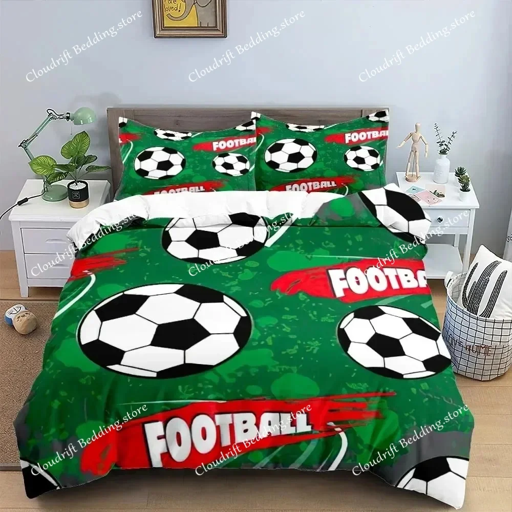 Football Duvet Cover Set King Size Simple Black White Comforter Cover 3D Soccer Sport for Kids Boys Girls Polyester Bedding Set