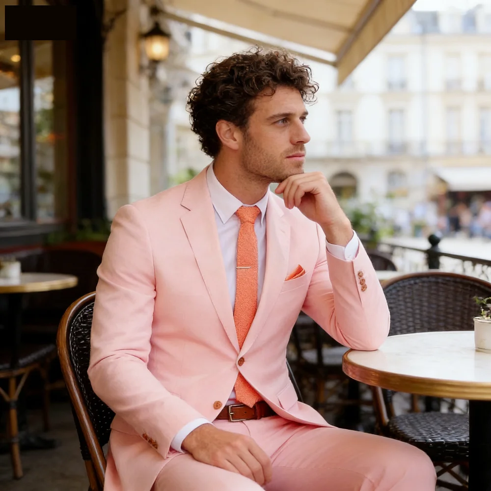 

2-Piece Slim Fit Formal Men's Terno Peak Lapel Blazer Classic Smoking Suit Custom-Made Male Attire for Wedding