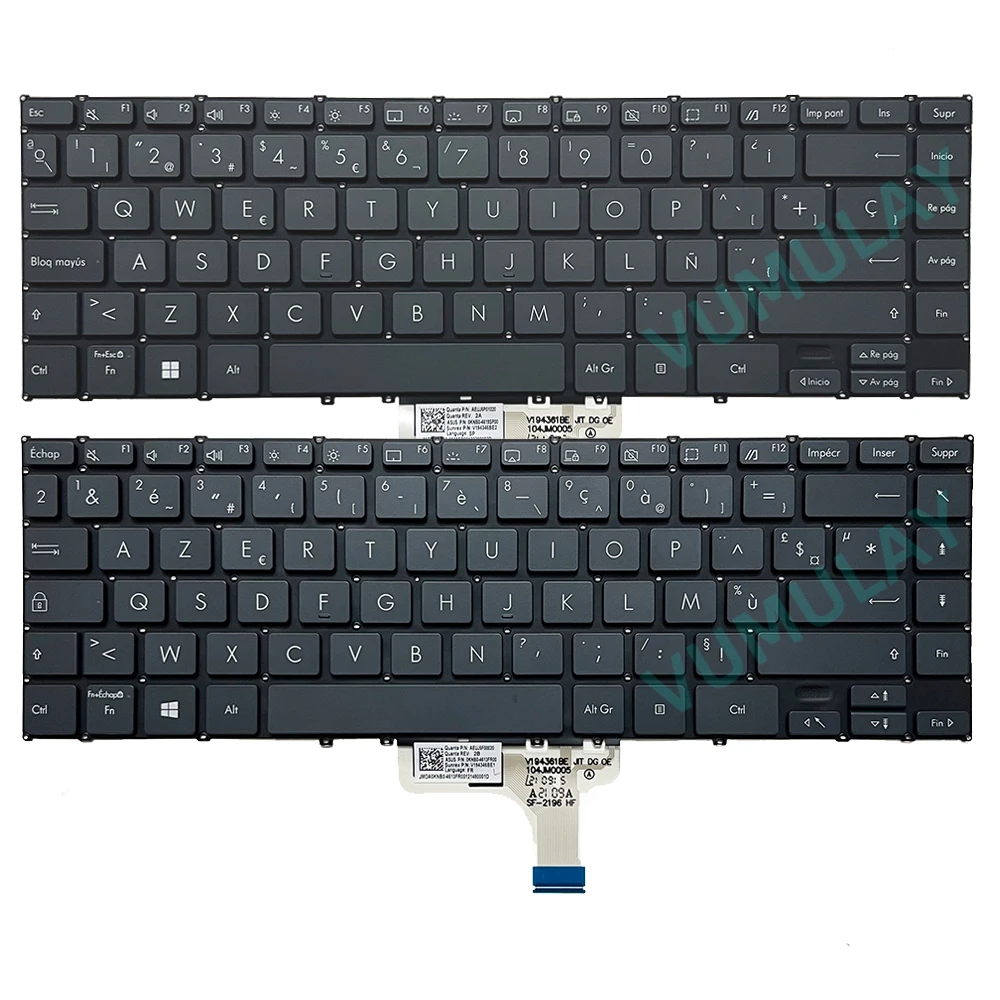 teclado retroiluminado para asus zenbook ux363 ux363e ux363ea ux363c ux363ca ux363j ux363ja ux371eaux371eux371ux371ja0knb04613fr 0knb0 4619sp espanhol e azerty 01