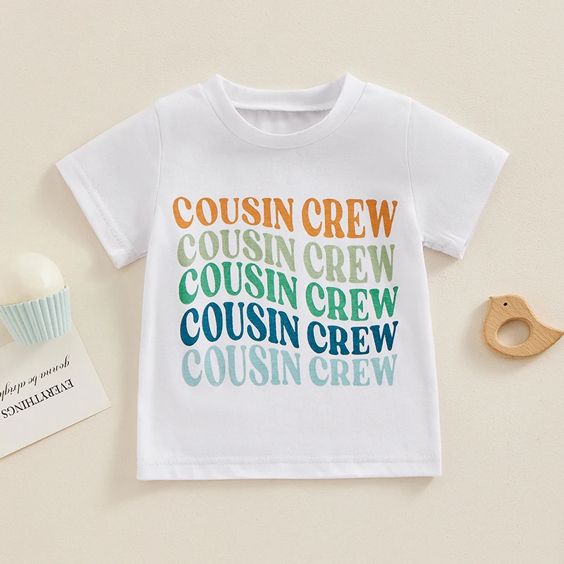 Cousin Crew Shirts Toddler Baby Boy Summer Clothes Short Sleeve Letter Print T-shirt Tops Cousin Matching Outfits