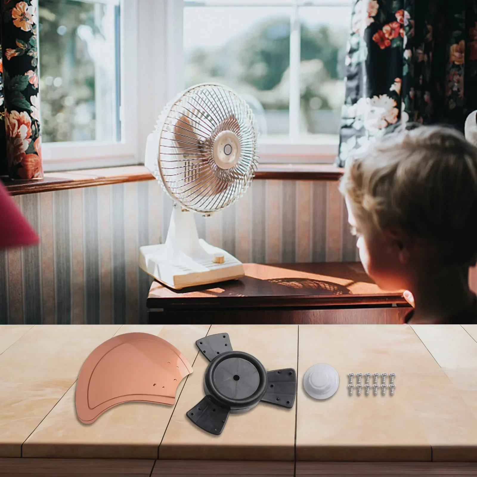 16 Inch 36cm Aluminum Fan Blades Table Fan Blades Lightweight Aluminum Low Noise Nut Cover Included High Temperature Resistance