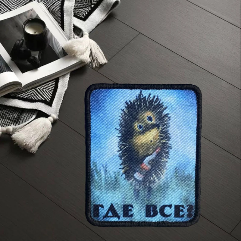 

"Where Is Everyone" Patch Hedgehog Tactical Badge Print Hook and Loop Military Backpack Clothing Decorative Sticker Armband