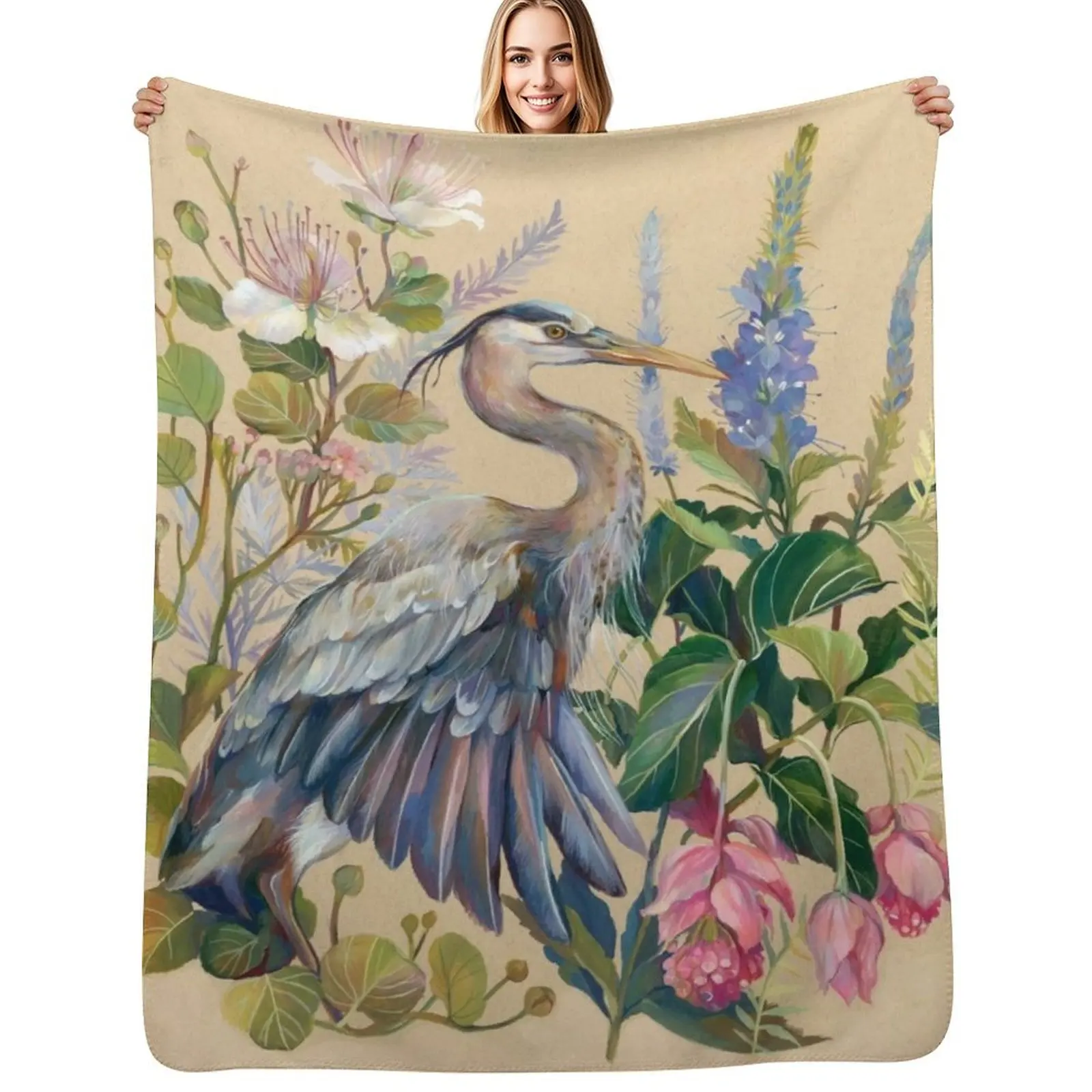 Blue Heron Floral Throw Blanket Softest Hairys Single Luxury Thicken Thermals For Travel Luxury St Blankets