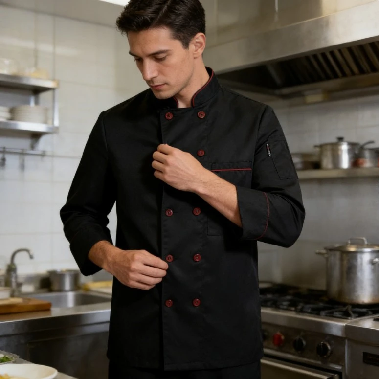 

Мужская униформа для поваров: дышащая, однотонная, с коротким и длинным рукавом, для ресторанов и отелей, летняя