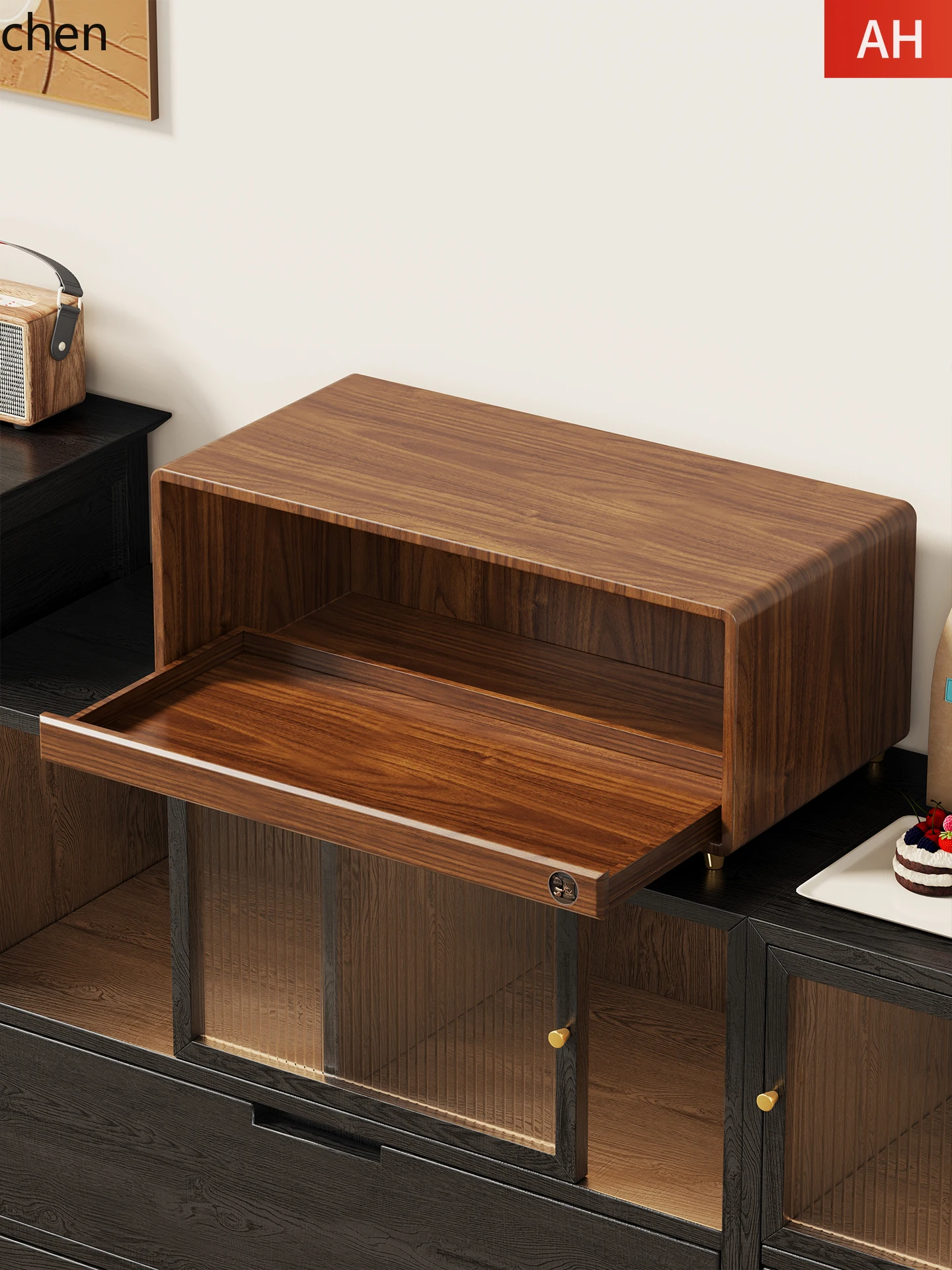 

LXC Solid Wood Coffee Machine Storage Rack Desktop Pull-out Storage Rack Capsule Coffee Storage Organizer