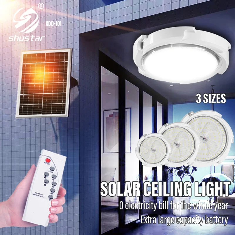 

Solar Ceiling Light with Remote Control Corridor Lights Garden Lights Support Dimming Intelligent Switch IP67 Waterproof Rating