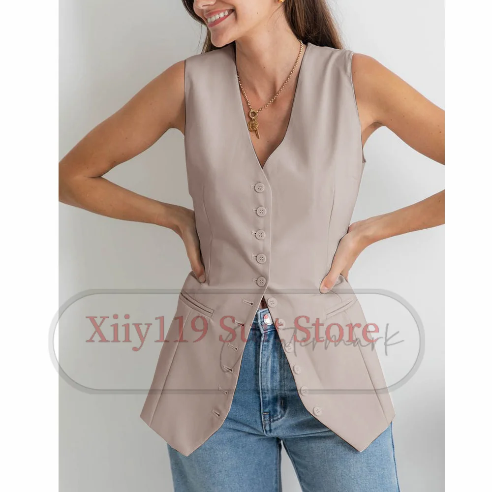 2024 Ladies New Vest Business Simple Casual Single-breasted Comfortable and Breathable Ladies Vest Top Women Vests for Women