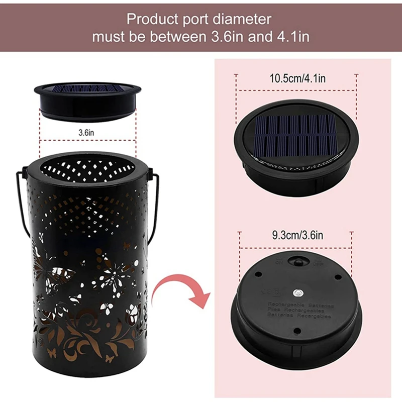 3 Pack Big Solar Light Replacement Top For Outdoor Hanging Lanterns, More Powerful More Energy Efficient