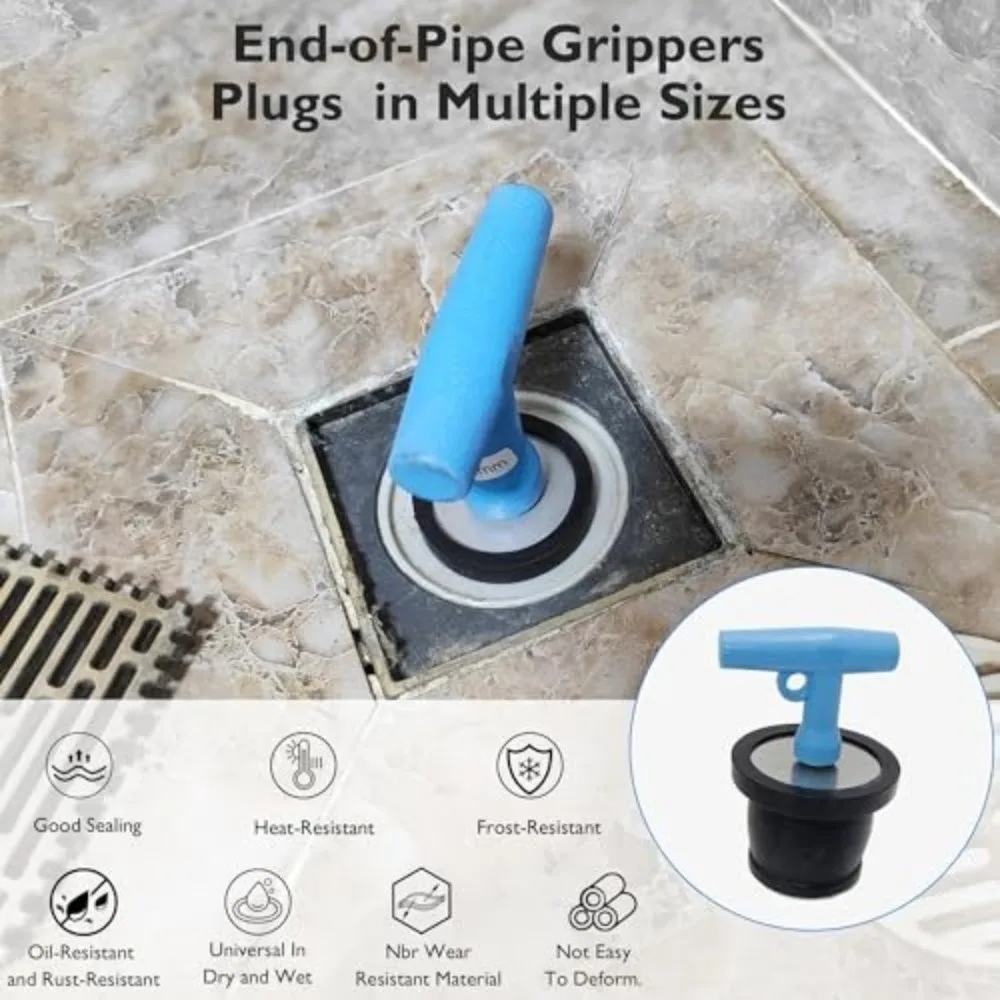 65-85mm Expandable Rubber Plug Blue T Handle Black NBR Rubber Mechanical Seal Plug Expansion Installation Twist Lock