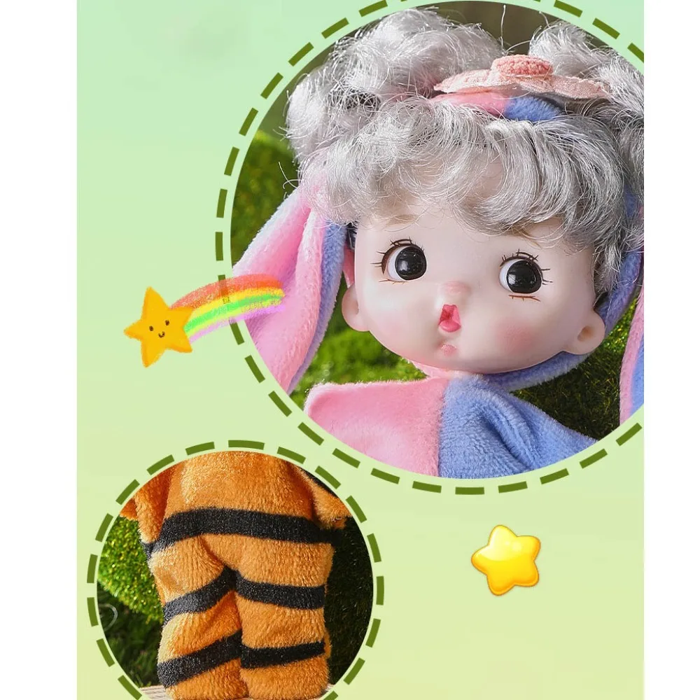 Cute Smile Baby Series Rebirth Doll Cute Animal Pattern Clothes Doll Princess Children's Toy 8 Inch Toy Figurine Birthday Gift