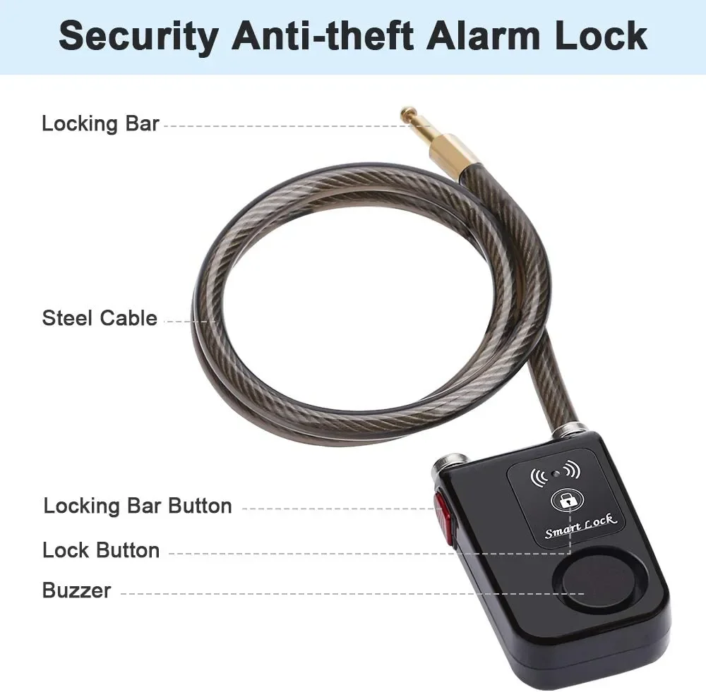 Camluxy Bike Alarm Lock 110dB Security Smart Bluetooth Remote Control Bicycle Lock  Anti-Theft Vibration for Motor Waterproof