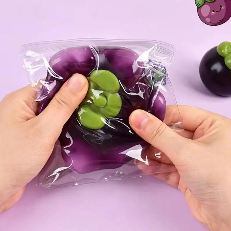 Fidget squeeze brinquedos bonito simulação mangostão macio pitada brinquedos fruta pitada alegria lento subindo mangostão espremendo brinquedo para casa
