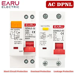 DZ30LE EPNL DPNL 230V 1P+N Residual Current Circuit Breaker With Over And Short Current Leakage Protection RCBO MCB 6-63A