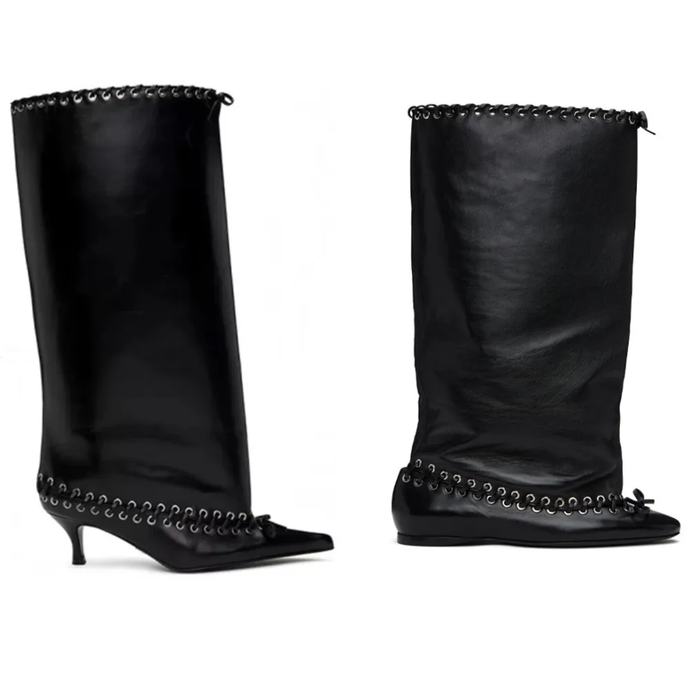 Bottes Hautes Pour Femmes, Jambes Larges EuropéEnnes Et AméRicaines, Coupe Ample, Mi-Longues, Mode Printemps Et Automne-image