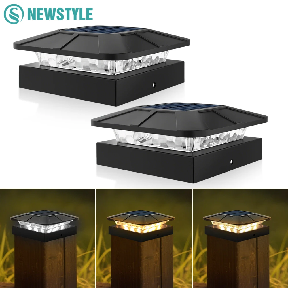 

Наружные солнечные фонари для крышек столба, 3 режима, светильник для забора, водонепроницаемый светильник на солнечной энергии для ворот для 4-дюймовых деревянных стоек, двора, сада на улице