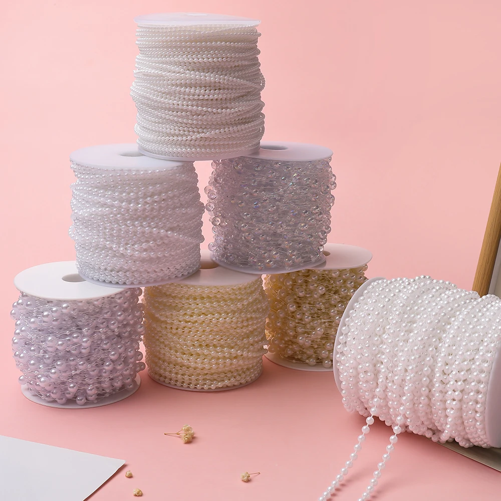 2/5/10meter ﻿ABS Artificial Pearl Bead Chain Line Cord Thread for DIY Jewelry Findings Craft Accessories