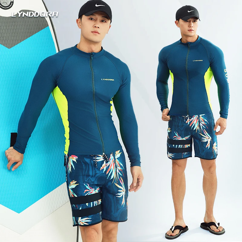 SAILBEE UV Protection Lycra Rashguard Men Long Sleeve Swimsuit Swim Rash Guard Quick Dry Surf Driving T Shirt For New Swimming