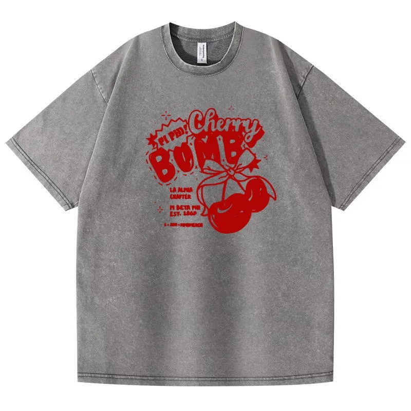 

Washed old T-shirts 2025 retro Korean version of men and women with the same niche plus size loose cotton couple clothes short s