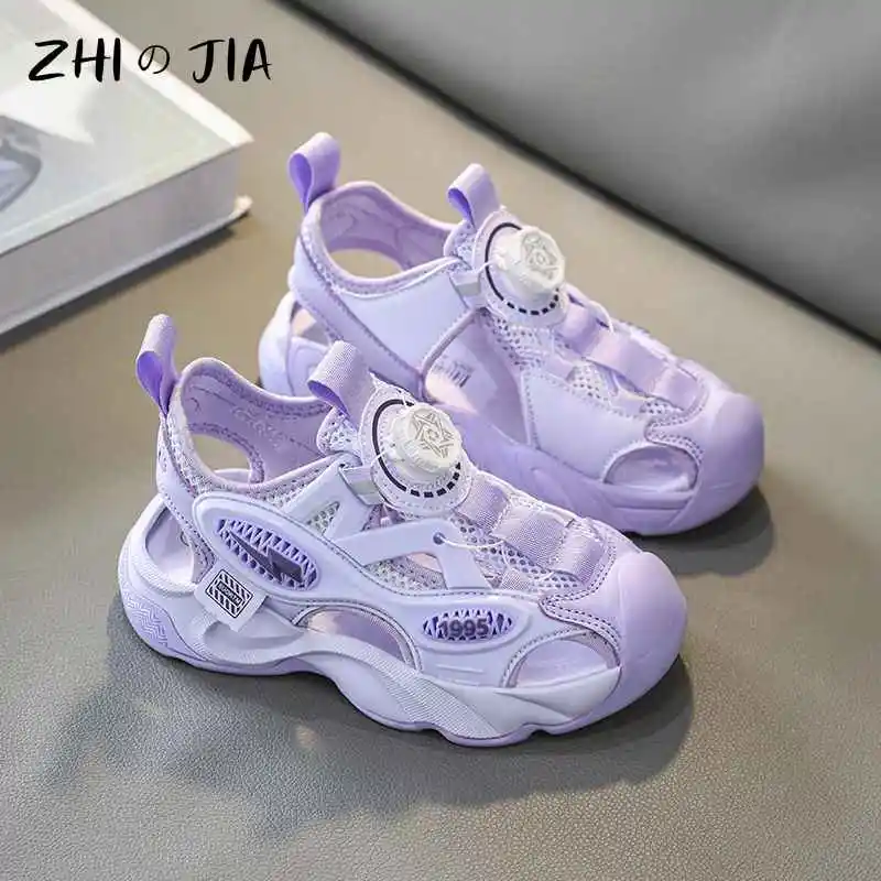 

Summer Rotating Buckle Children's Sports Sandals Boys Girls Mesh Breathable Sandals Water Beach Speed Drying Shoes Casual Shoes