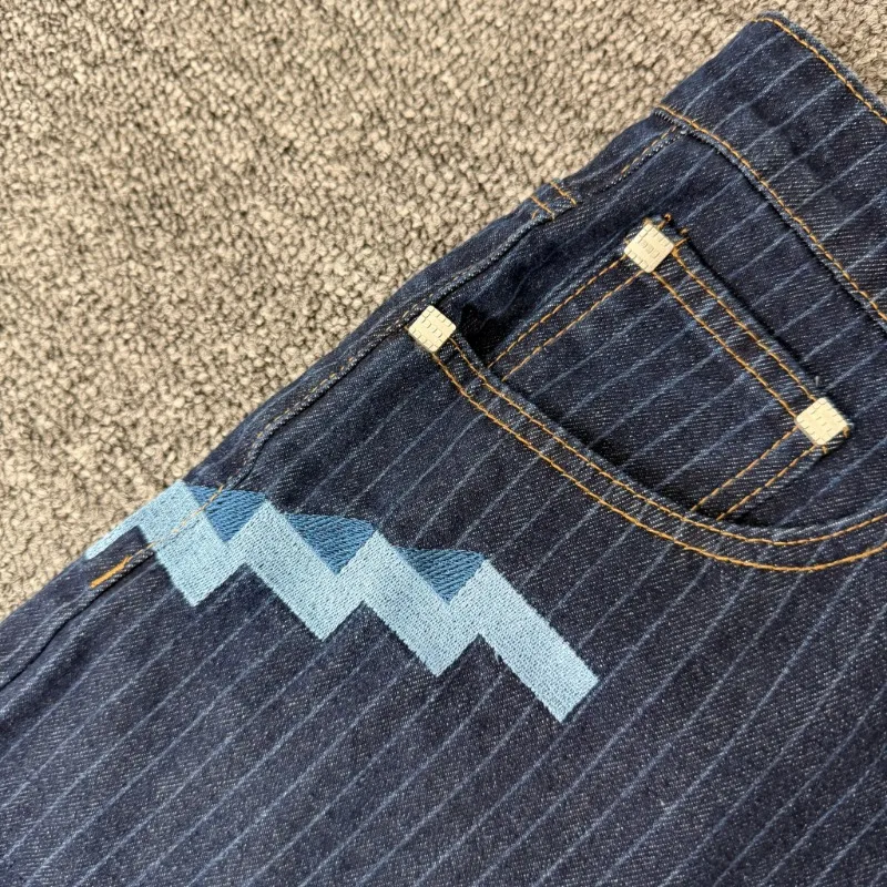 بنطال جينز Derschutze من قماش الدنيم على الهواء خام عالي الجودة مخطط على شكل سحابة للرجال والنساء #3