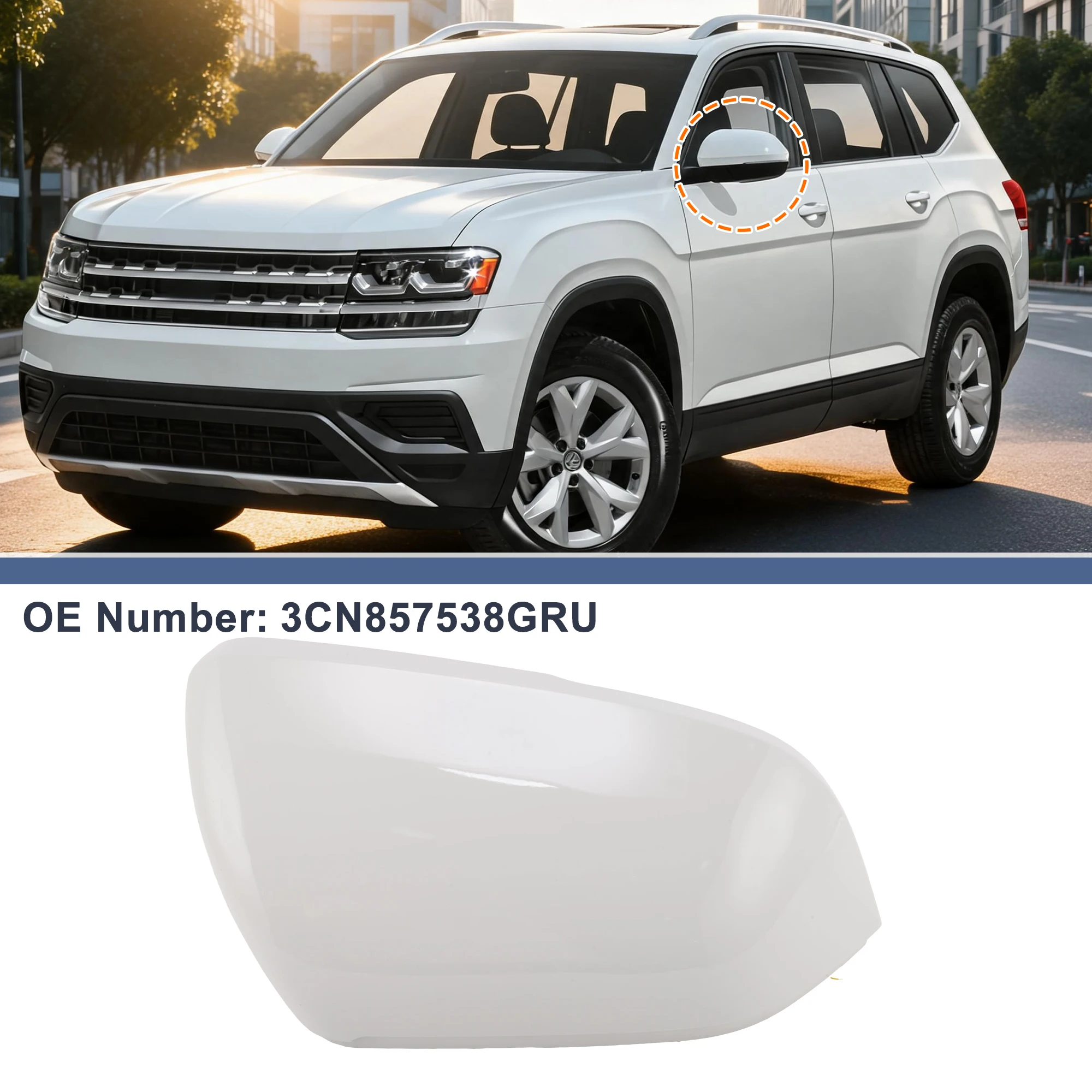 UXCELL Rearview Mirror Cover Cap White for Volkswagen Atlas Launch Edition 2018