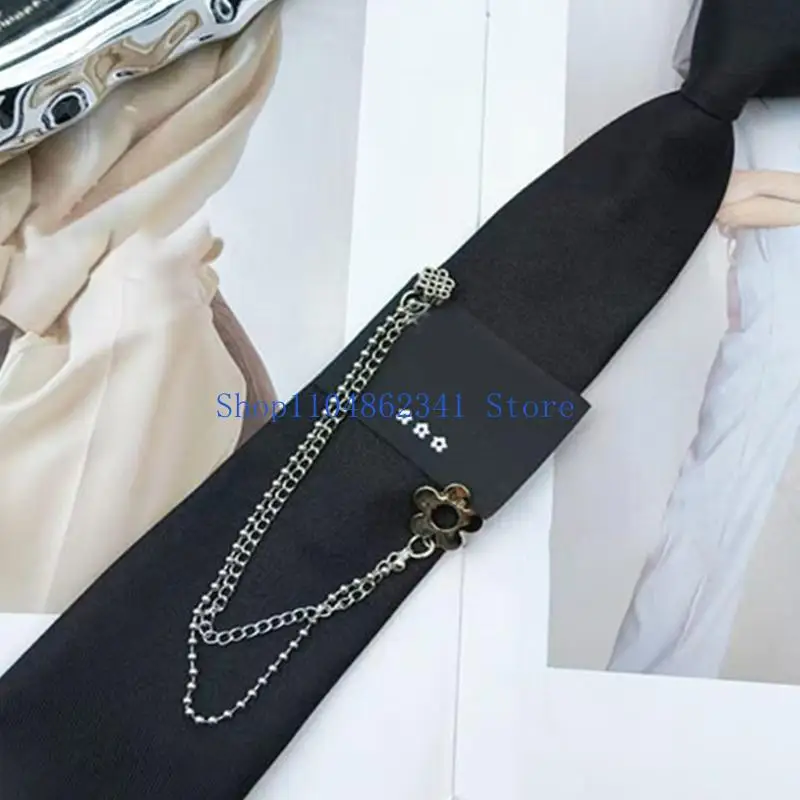 5asd British Chain Designs Neck Tie Daily Use Tie Uniform Neckwear for Music Festival