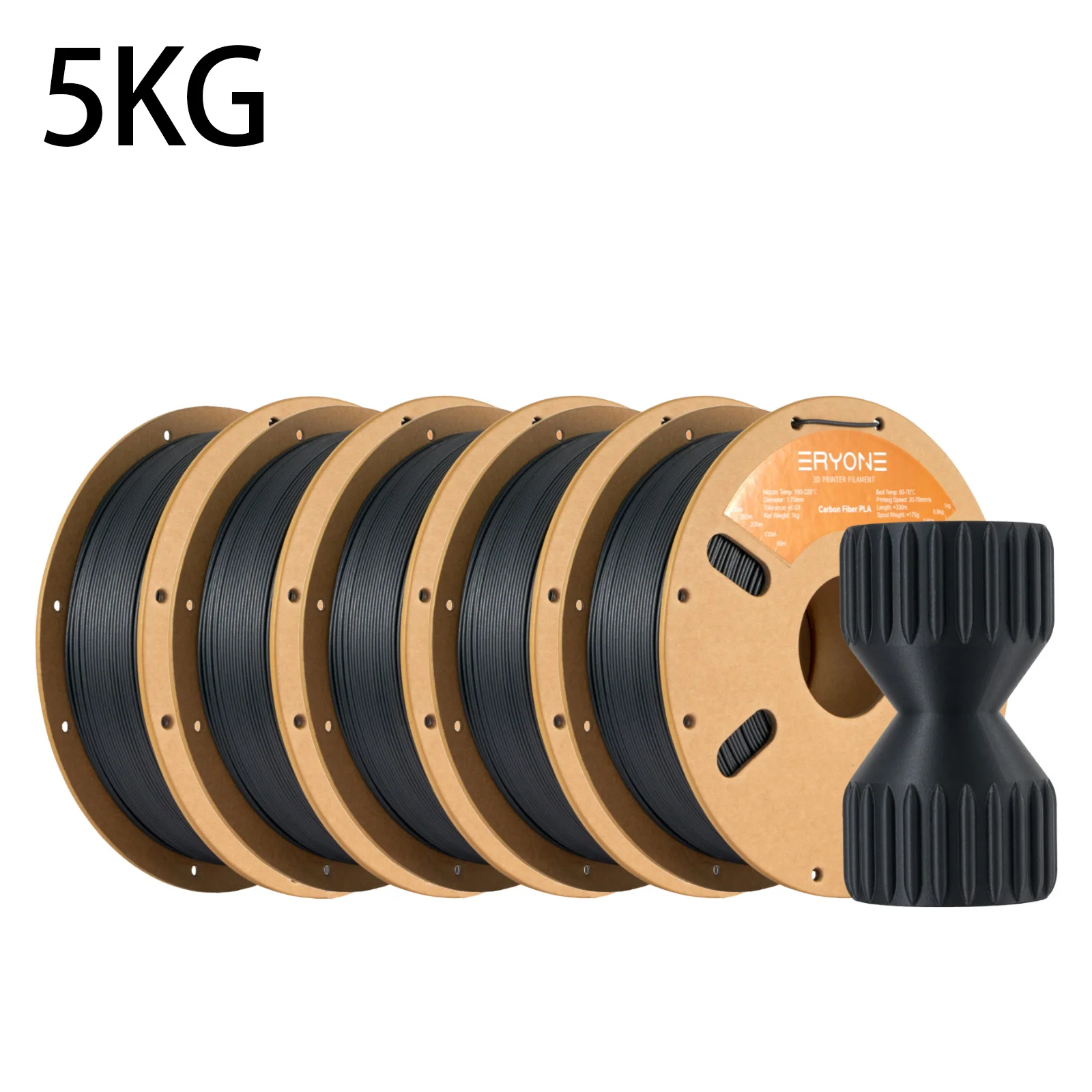 Eryone 5KG PLA Carbon Fiber Filament Premium Grote Uitverkoop 3D-print zwart, PLA-CF filament 1kg/spoel