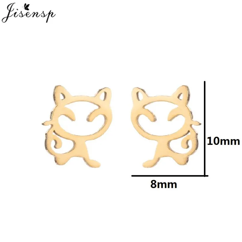 Mini Stainless Steel Pig Sheep Earring for Women Cartoon Cat Lizard Ear Jewelry Girls Cute Dolphin Squirrel Earrings Accessories