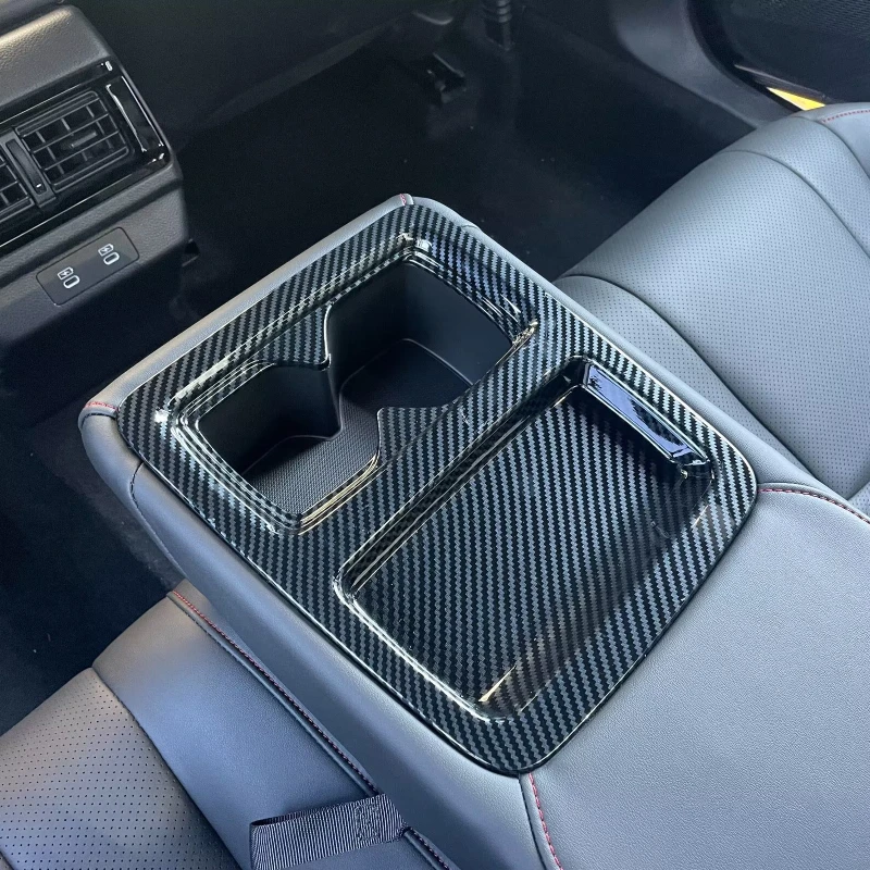 

For Honda Accord 2023 11th Carbon Fiber Style Rear Seat Drink Cup Holder Chrome Trim Cover Bezel Surround Frame Styling