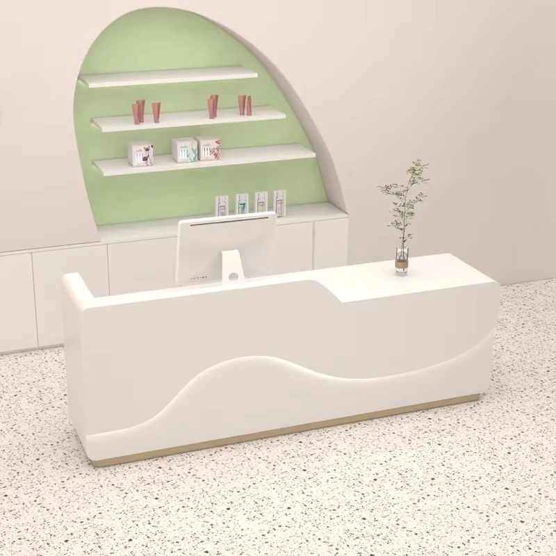 

&c Modern Style Beauty Salon Curved Reception Counter Front Desk for Nail Salon Office Building