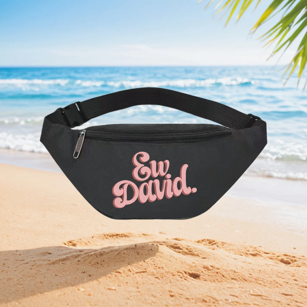 Ew David. Waist Backpack Crossbody Chest Bag Street Casual Sporty Fashionable Simple Unique Printed Design