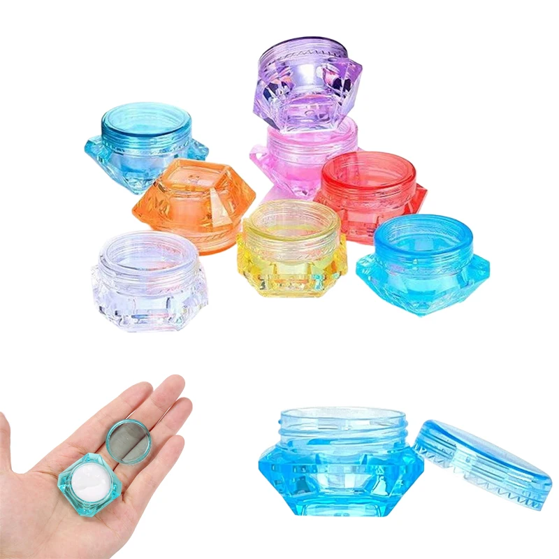 10 Stuks 3G/5G Mini Lege Hervulbare Reizen Monster Potten Vierkante Diamant Vorm Cosmetische Containers Voor oogschaduw Nail Art Sieraden