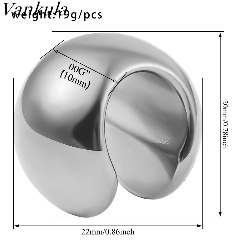 Vankula  2PCS 316L Stainless Steel Ear Weights  Ear plugs tunnels Body Piercing  Jewelry Smooth Ear Expander Gause Ball Shape