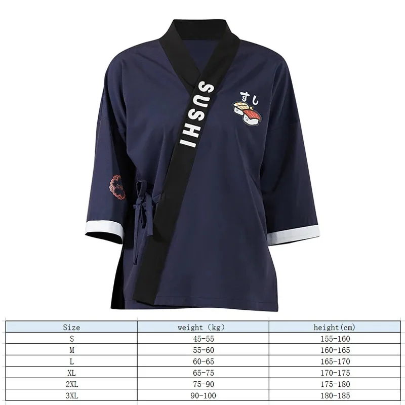 Japanse stijl Sushi Restaurant Chef-kok Jas Tops Kimono Kok Uniform Shirts Ober Overalls Izakaya Chef-kok Jassen Werkkleding