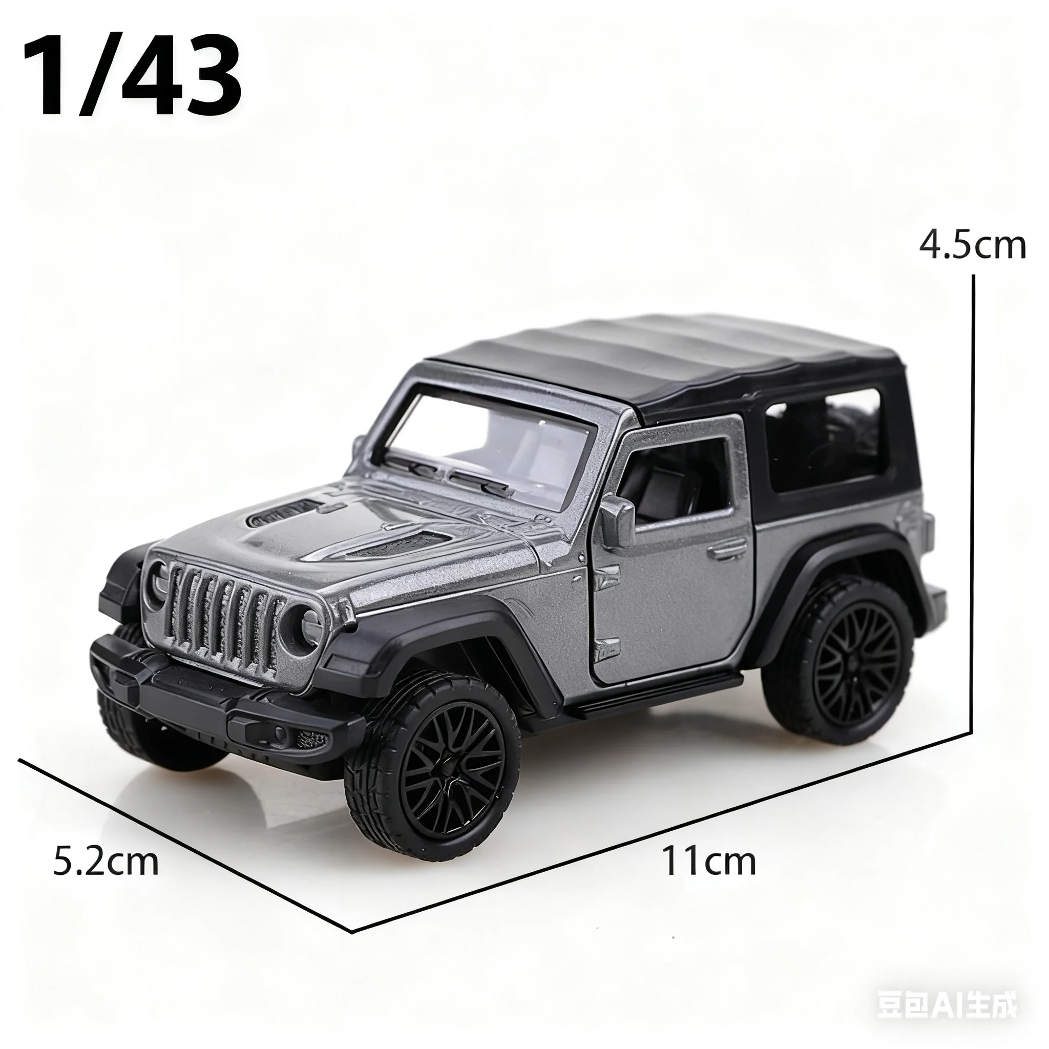 Neues Jeep Rubicon-Rückzug-Geländewagen aus Metalldruckguss im Maßstab 1:43, dreitüriges Legierungsmodell, exquisites Kinderspielzeug. – Detail 2