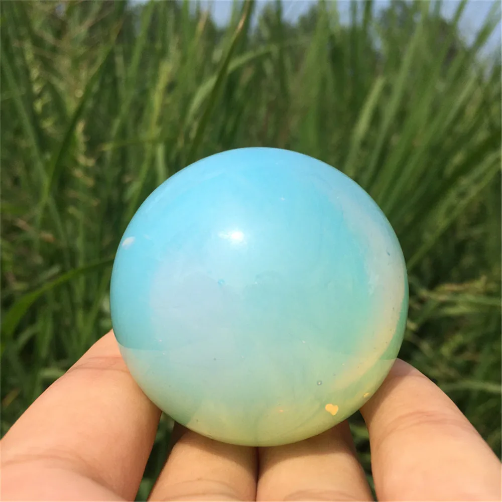 

1pcs Gemstone Opal Crystal Reiki Healing Sphere Hand Massage Ball Feng Shui Home Decoration With Stand